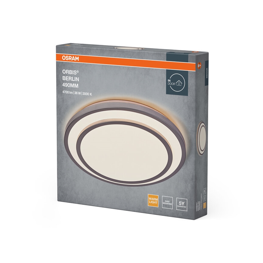 Osram - LED-Deckenleuchte ORBIS BERLIN LED/36W/230V Ø 49,2 cm silber