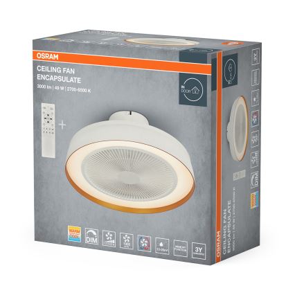 Osram - LED-dimmbare Deckenleuchte mit Ventilator CEILING FAN LED/49W/230V 2700-6500K weiß/gold + Fernbedienung