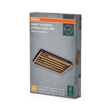 Osram - Dimmbare LED-Deckenleuchte ORBIS ACOUSTIC LED/30W/230V 51x31 cm Kiefer