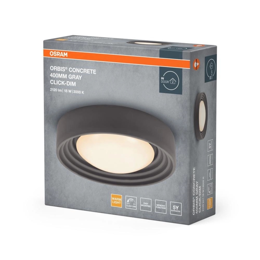 Osram - Dimmbare LED-Deckenleuchte ORBIS CONCRETE LED/18W/230V Ø 40 cm grau/Beton