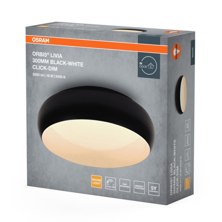 Osram - Dimmbare LED-Deckenleuchte ORBIS LIVIA LED/16W/230V Ø 30 cm schwarz/weiß
