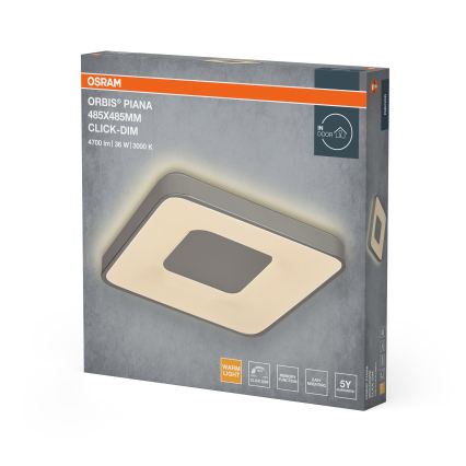 Osram - LED-dimmbare Deckenleuchte ORBIS PIANA LED/36W/230V 48,5x48,5 cm silber