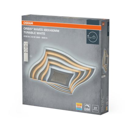 Osram - dimmbare LED-Deckenleuchte ORBIS WAVES LED/43W/230V 2600-6000K 48x48 cm weiß + Fernbedienung
