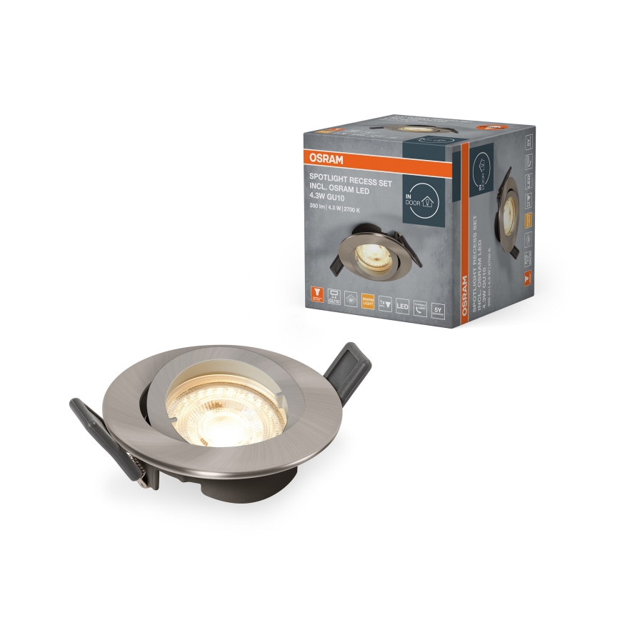 Osram - LED-Einbauleuchte SPOT 1xGU10/4,3W/230V 2700K CRI 90 matt-chrom