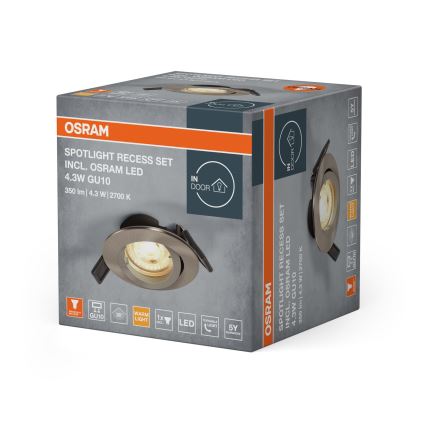 Osram - LED-Einbauleuchte SPOT 1xGU10/4,3W/230V 2700K CRI 90 matt-chrom
