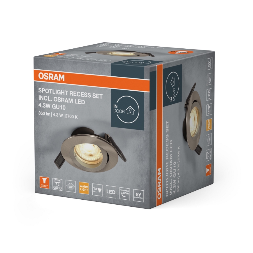 Osram - LED-Einbauleuchte SPOT 1xGU10/4,3W/230V 2700K CRI 90 matt-chrom