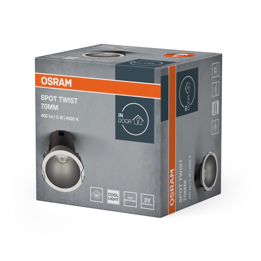 Osram - LED-Einbauleuchte SPOT TWIST LED/5 W/230 V/4000 K Ø 7 cm weiß/silber