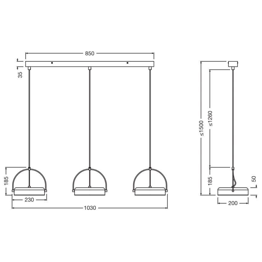 Osram - LED-Hängeleuchte mit Seilaufhängung DECOR PUCK 3xLED/12W/230V CRI 90 schwarz