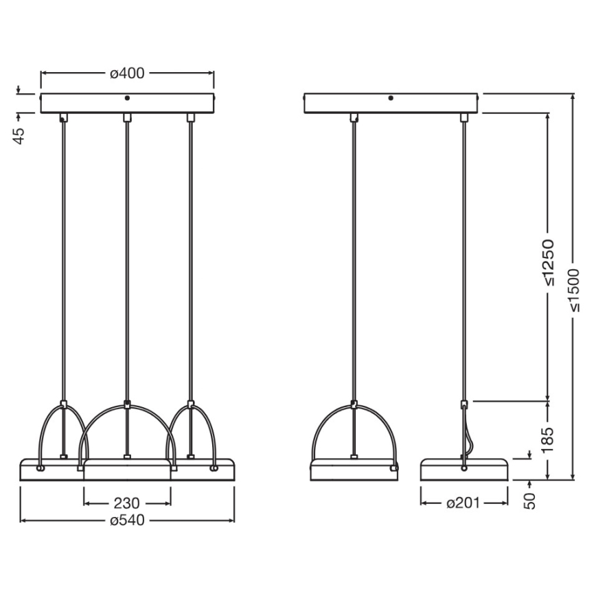 Osram - LED-Hängeleuchte mit Seilaufhängung DECOR PUCK 3xLED/12W/230V CRI 90 schwarz
