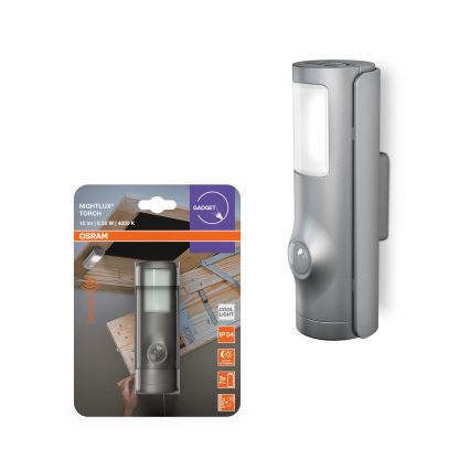 Osram - LED Orientierungsleuchte mit Sensor NIGHTLUX LED/0,35W/3xAAA IP54 silber