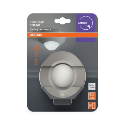 Osram - LED-Orientierungsleuchte mit Sensor NIGHTLUX LED/2W/3xAA, silber