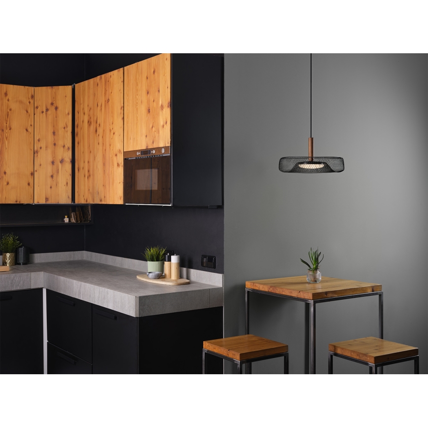 Osram - LED-Pendelleuchte an Kabel DECOR MESH LED/18,5W/230V Ø 40 cm schwarz/Gummibaumholz