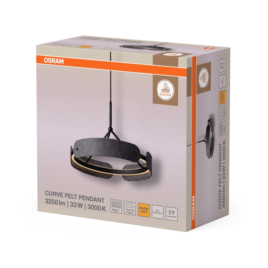 Osram - LED-Pendelleuchte mit Kabel DECOR CURVE LED/33W/230V grau