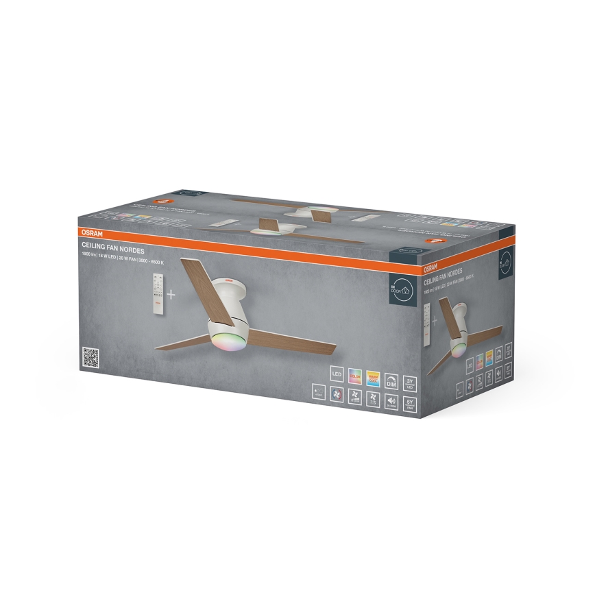 Osram - LED RGB dimmbarer Deckenventilator NORDES LED/18W/230V 3000-6500K + Fernbedienung