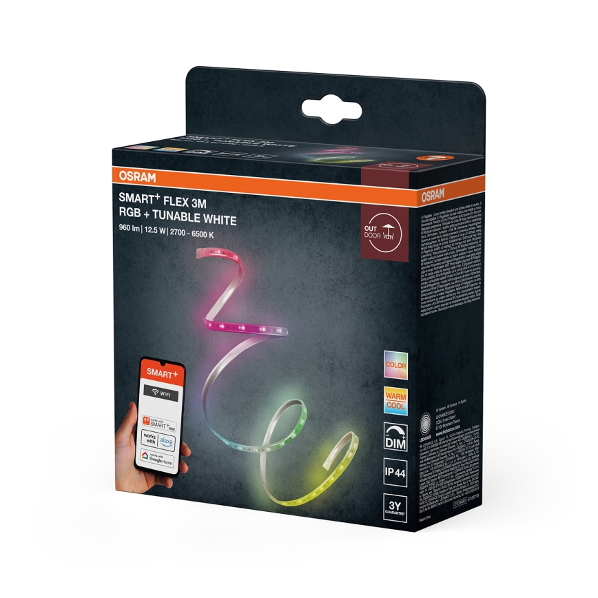 Osram - LED RGB+TW dimmbarer Außen-LED-Streifen SMART+ FLEX 3m LED/12,5W/230V 2700-6500K IP44 Wi-Fi
