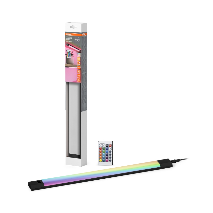Osram - LED RGBW dimmbare Unterbauleuchte mit Bewegungsmelder LINEAR EDGE LED/8W/230V 50 cm schwarz + Fernbedienung