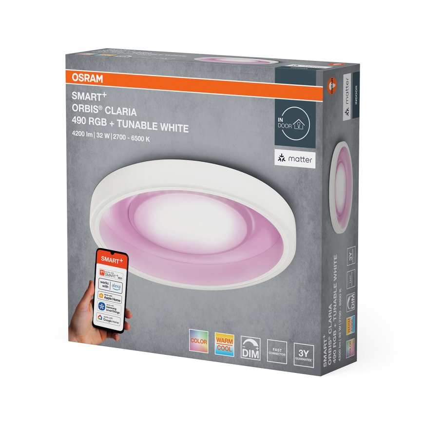 Osram - Dimmbare LED RGBW-Deckenleuchte SMART+ CLARIA LED/32W/230V Ø 49 cm 2700-6500K Wi-Fi