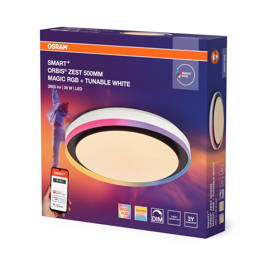 Osram - LED RGBW dimmbare Deckenleuchte SMART+ MAGIC LED/38W/230V Ø 49 cm schwarz 2700-6500K Wi-Fi