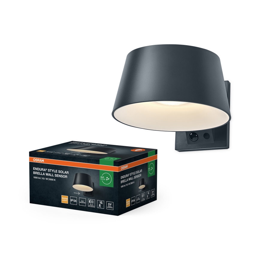 Osram - LED-Solar-Wandleuchte mit Sensor ENDURA STYLE LED/10,1W/4,2V 2000 mAh IP54 Anthrazit