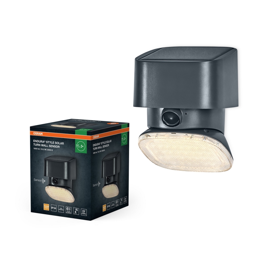 Osram - LED-Solar-Wandleuchte mit Sensor ENDURA STYLE LED/10,3W/4,2V 2000 mAh IP54 Anthrazit