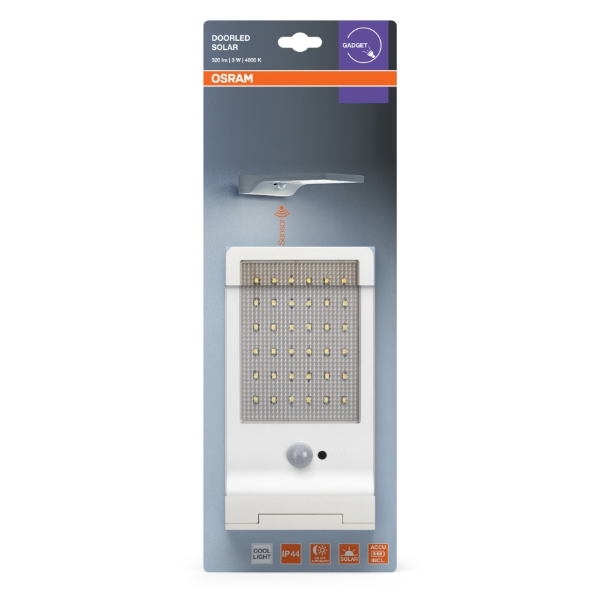 Osram - LED-Solar-Wandleuchte mit Sensor DOORLED LED/3W/3,3V 2000 mAh IP44 weiß