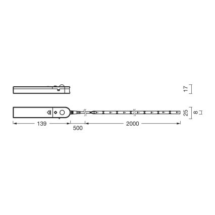 Osram - LED-Streifen mit Bewegungssensor FLEX 2m LED/3,6W/4xAA