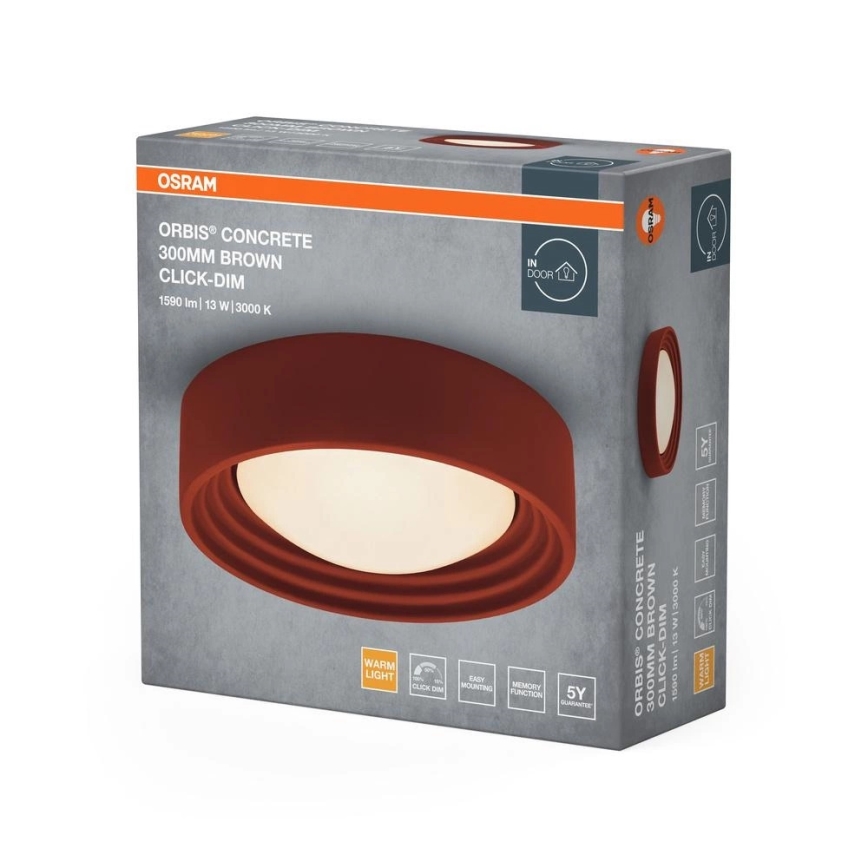Osram - LED-dimmbare Deckenleuchte ORBIS CONCRETE LED/13W/230V Ø 30 cm braun/Beton