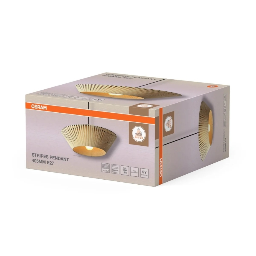 Osram - Pendelleuchte an Kabel DECOR STRIPES 1xE27/10W/230V Ø 40,5 cm beige
