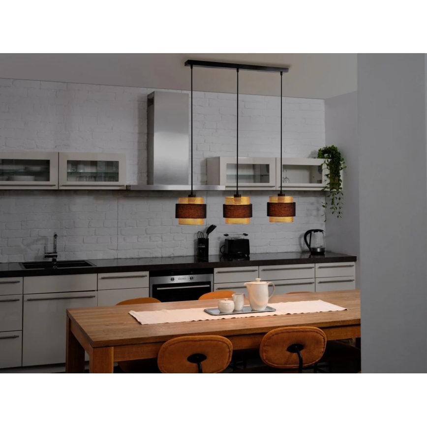 Osram - Pendelleuchte DECOR HORNET mit Kabelaufhängung, 3xE27/10W/230V, schwarz/gold