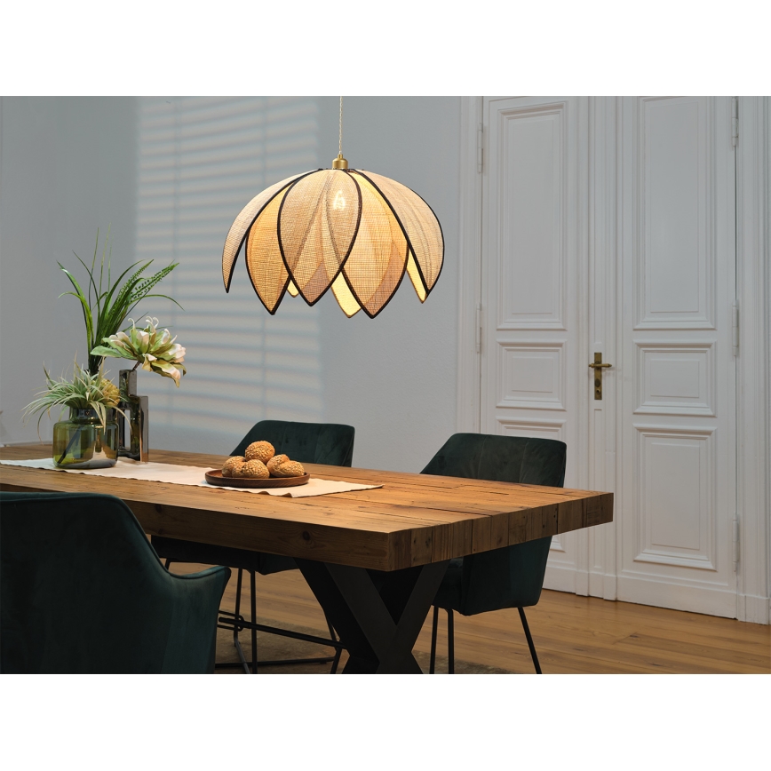 Osram - Pendelleuchte DECOR RATTAN, 1x E27/15W/230V, Ø 67 cm, Beige/Schwarz