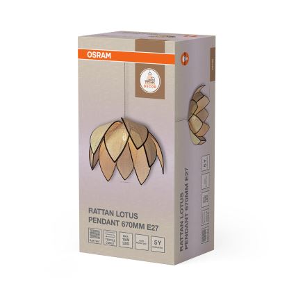 Osram - Pendelleuchte DECOR RATTAN, 1x E27/15W/230V, Ø 67 cm, Beige/Schwarz