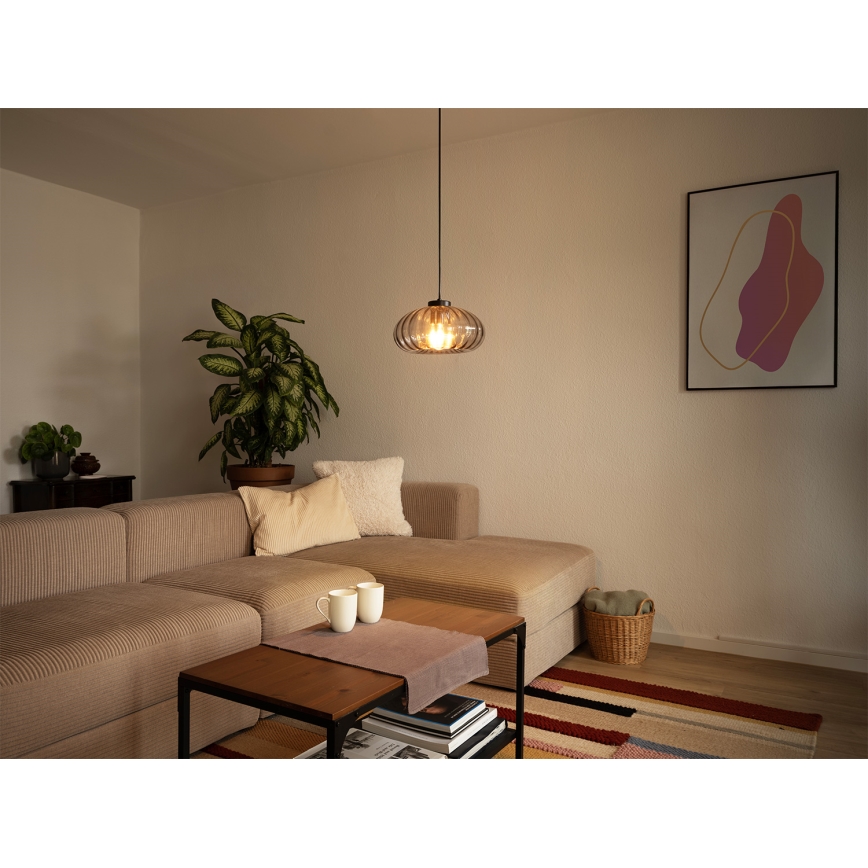 Osram - Pendelleuchte mit Kabelaufhängung DECOR SMOKE 1xE27/12W/230V Ø 28 cm schwarz/rauchgrau