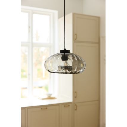 Osram - Pendelleuchte mit Kabelaufhängung DECOR SMOKE 1xE27/12W/230V Ø 28 cm schwarz/rauchgrau