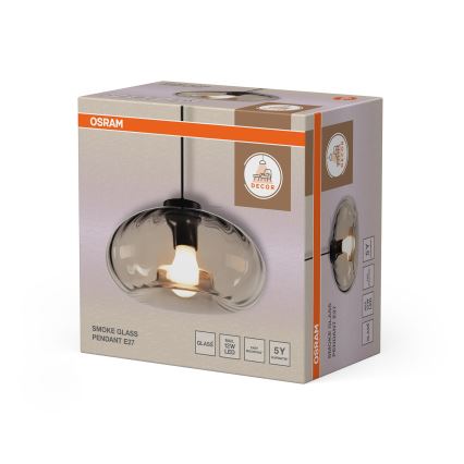 Osram - Pendelleuchte mit Kabelaufhängung DECOR SMOKE 1xE27/12W/230V Ø 28 cm schwarz/rauchgrau