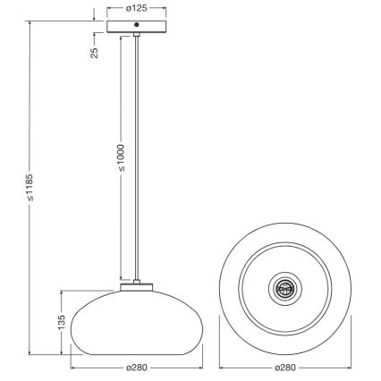 Osram - Pendelleuchte mit Kabelaufhängung DECOR SMOKE 1xE27/12W/230V Ø 28 cm schwarz/rauchgrau
