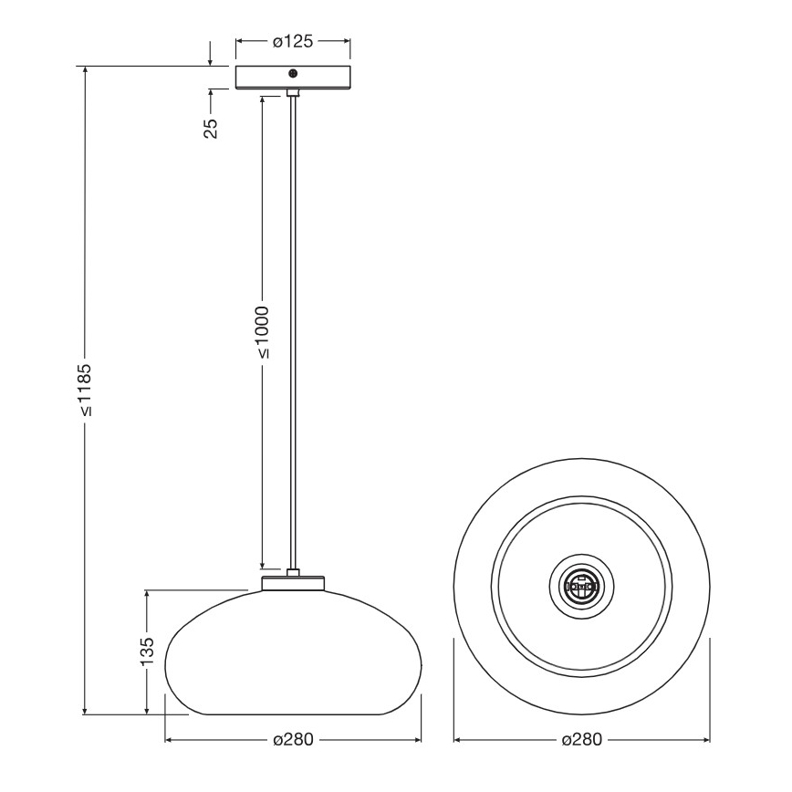 Osram - Pendelleuchte mit Kabelaufhängung DECOR SMOKE 1xE27/12W/230V Ø 28 cm schwarz/rauchgrau