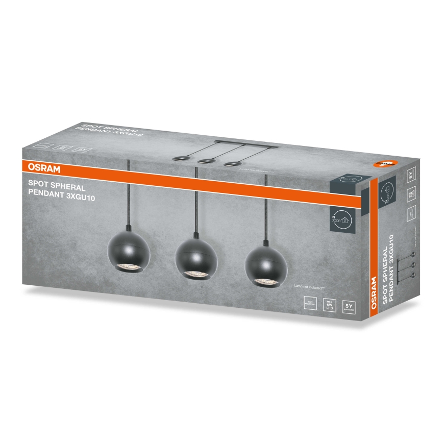 Osram - Pendelleuchte SPOT SPHERAL 3xGU10/6W/230V schwarz