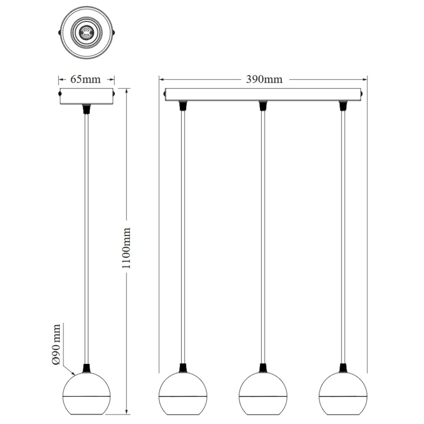 Osram - Pendelleuchte SPOT SPHERAL 3xGU10/6W/230V schwarz