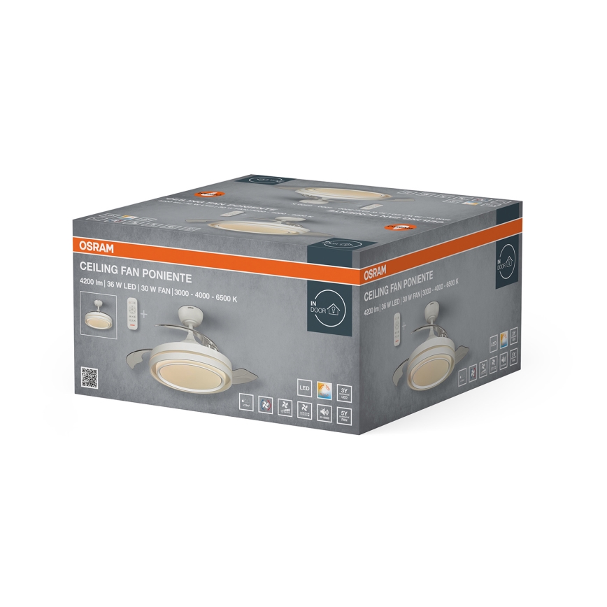 Osram - dimmbare LED-Deckenleuchte mit Ventilator PONIENTE LED/36W/230V 3000/4000/6500K + Fernbedienung
