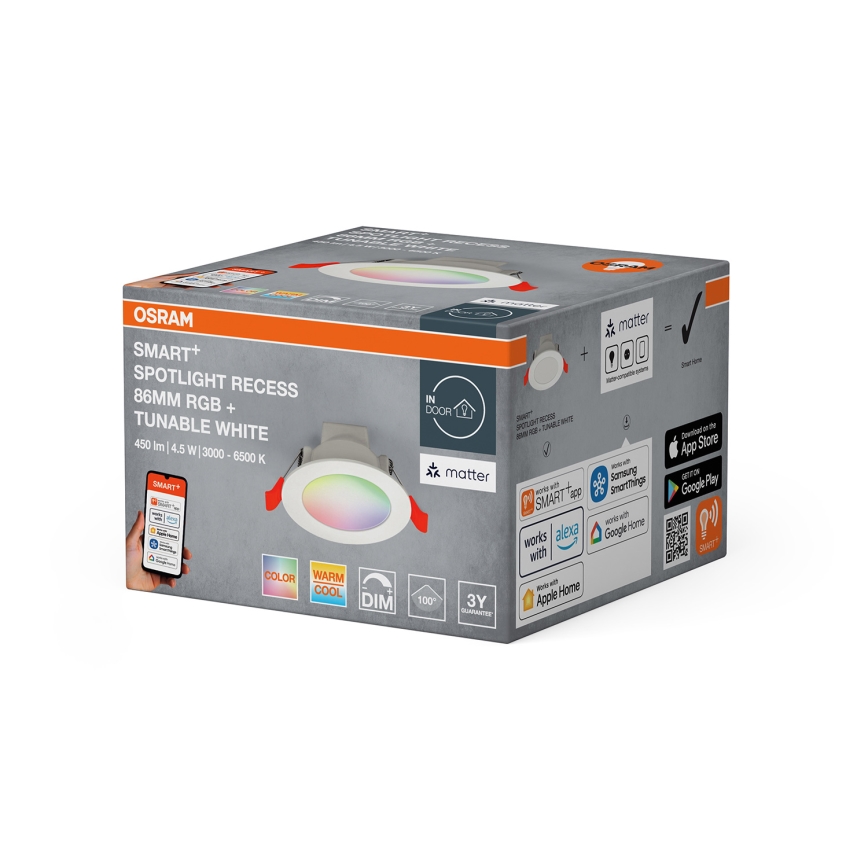 Osram - RGB-LED dimmbares Einbau-Downlight SMART+ DOWNLIGHT LED/4,5W/230V 3000-6500K Wi-Fi