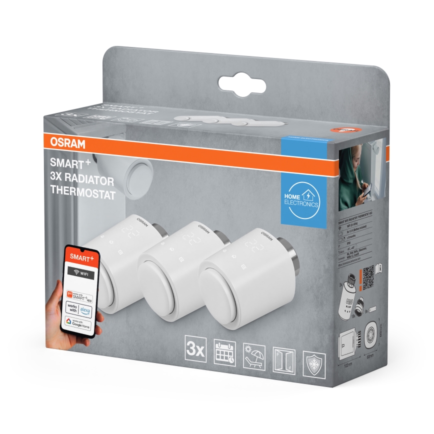Osram - SET 3x SMART+ Thermostatkopf (je 3x AA), WLAN