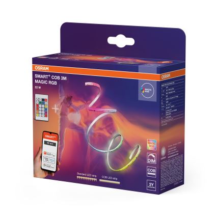 Osram - SMART+ MAGIC LED-RGB-Dimmstreifen, 3 m, 22 W/230 V, Wi‑Fi + Fernbedienung