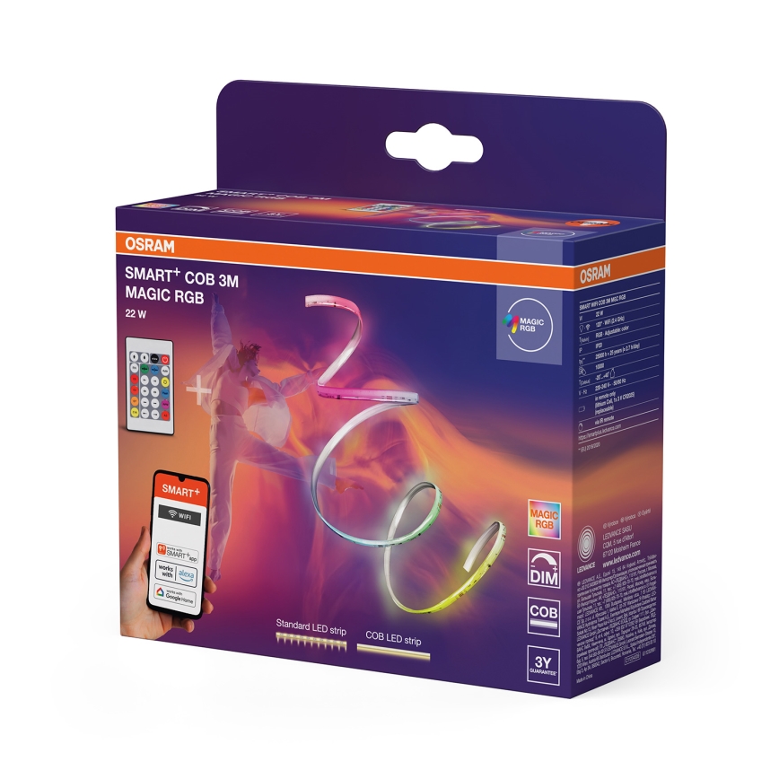 Osram - SMART+ MAGIC LED-RGB-Dimmstreifen, 3 m, 22 W/230 V, Wi‑Fi + Fernbedienung