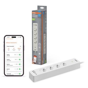 Osram - SMART+ Steckdosenleiste 4-fach (Typ F) + 2× USB-A + 2× USB-C, Wi-Fi