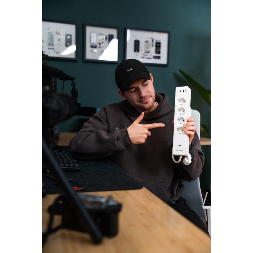 Osram - SMART+ Steckdosenleiste 4-fach (Typ F) + 2× USB-A + 2× USB-C, Wi-Fi