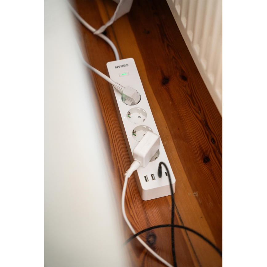 Osram - SMART+ Steckdosenleiste 4-fach (Typ F) + 2× USB-A + 2× USB-C, Wi-Fi