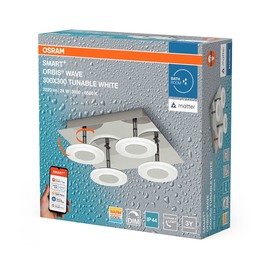 Osram - dimmbare LED-Badezimmer-Deckenleuchte SMART+ WAVE LED/24W/230V 3000-6500K IP44 Wi-Fi
