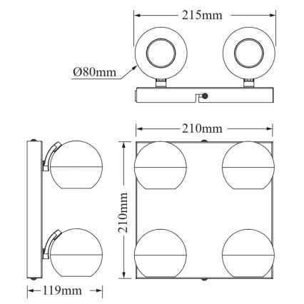 Osram - Spotleuchte SPOT SPHERAL 4xGU10/6W/230V schwarz