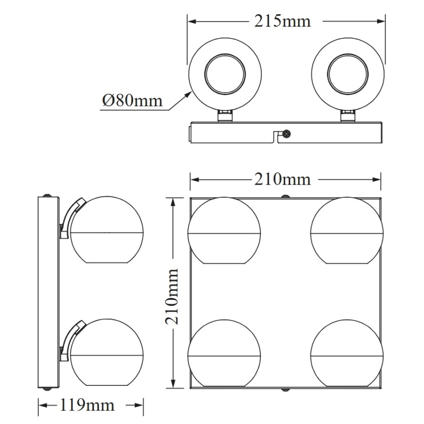 Osram - Spotleuchte SPOT SPHERAL 4xGU10/6W/230V schwarz
