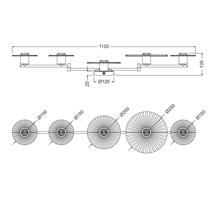 Osram - Wandleuchte PLISSEE 5xE27/15W/230V anthrazit